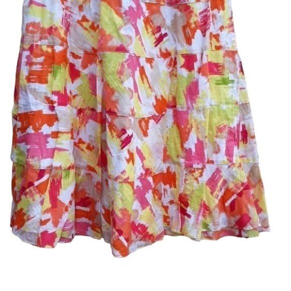 Y2K Skirt Prairie 100% Cotton Full Elastic Waist Abstract Neon Brush Stroke 12P - Picture 8 of 8